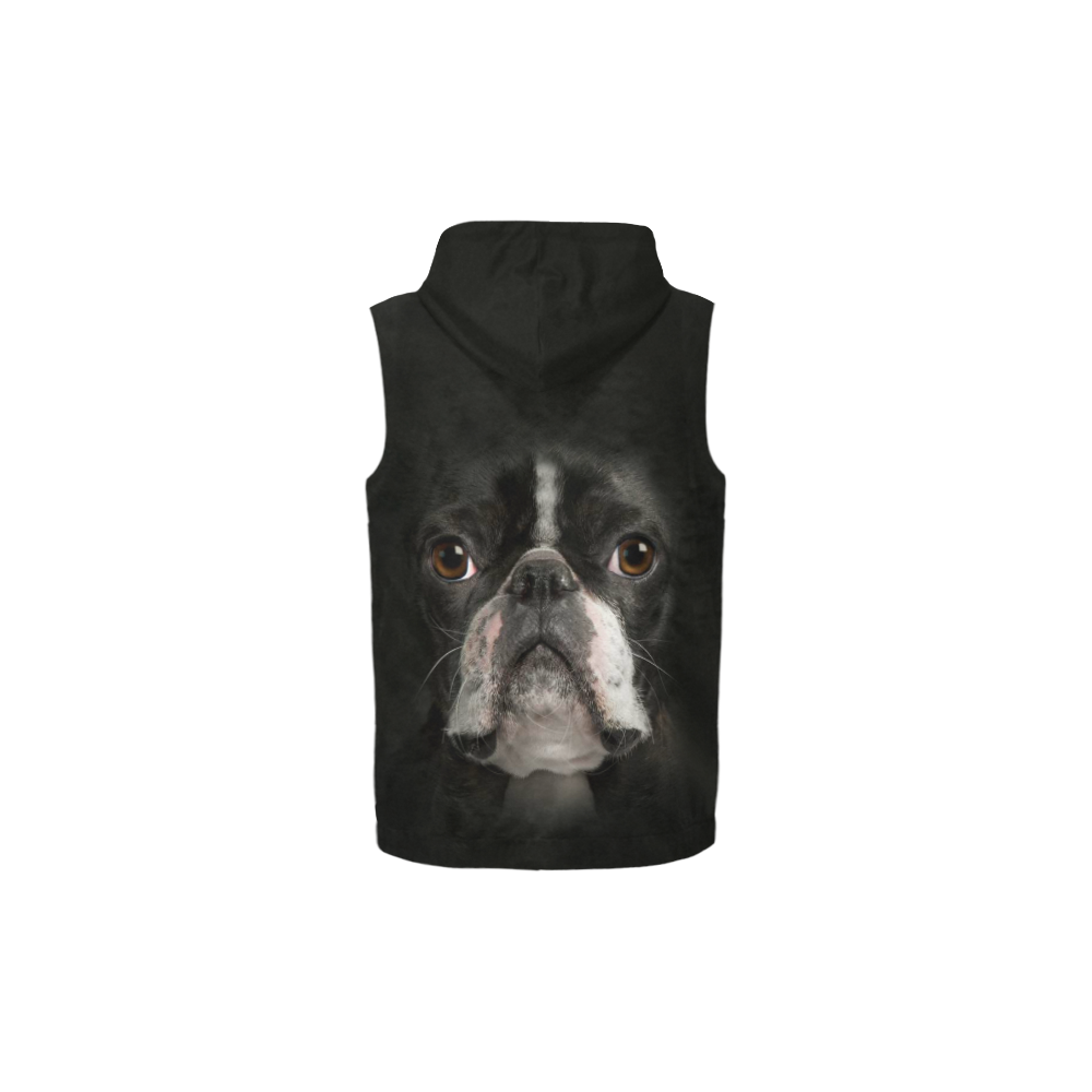 Boston Terrier III All Over Print Sleeveless Zip Up Hoodie for Kid (Model H16)
