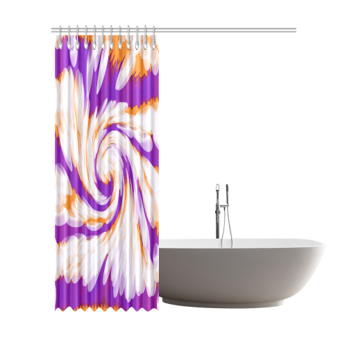 Purple Orange Tie Dye Swirl Abstract Shower Curtain 72"x84"