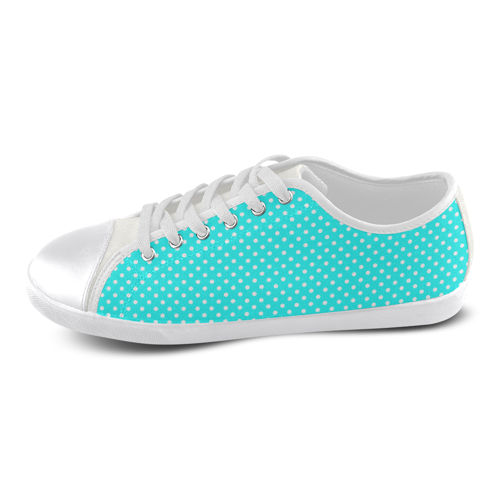 Baby blue polka dots Canvas Shoes for Women/Large Size (Model 016)