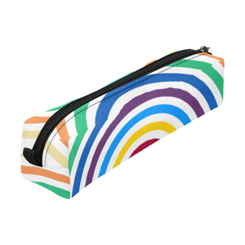 Rainbow Stripes Round White Pencil Pouch/Small (Model 1681)