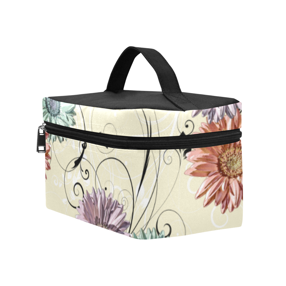 Flowers on Yellow Cosmetic Bag/Large (Model 1658)