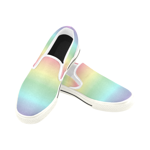 Pastel Rainbow Women's Slip-on Canvas Shoes/Large Size (Model 019)