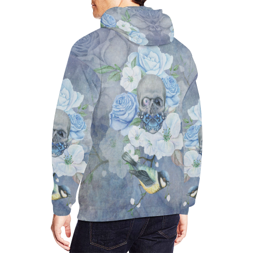 Gothic Skull With Butterfly All Over Print Hoodie for Men/Large Size (USA Size) (Model H13)