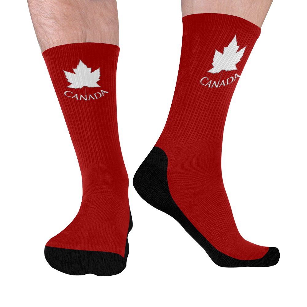 Canada Souvenir Socks Red Mid-Calf Socks (Black Sole)