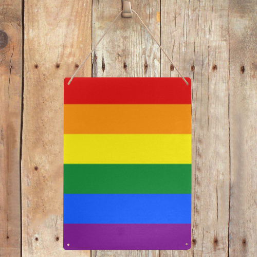 Gay Pride Rainbow Flag Stripes Metal Tin Sign 12"x16"