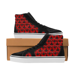 Las Vegas Black and Red Casino Poker Card Shapes on Red Women's High Top Skateboarding Shoes/Large (Model E001-1)