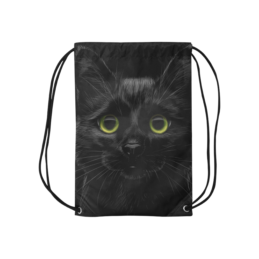 Black Cat Small Drawstring Bag Model 1604 (Twin Sides) 11"(W) * 17.7"(H)