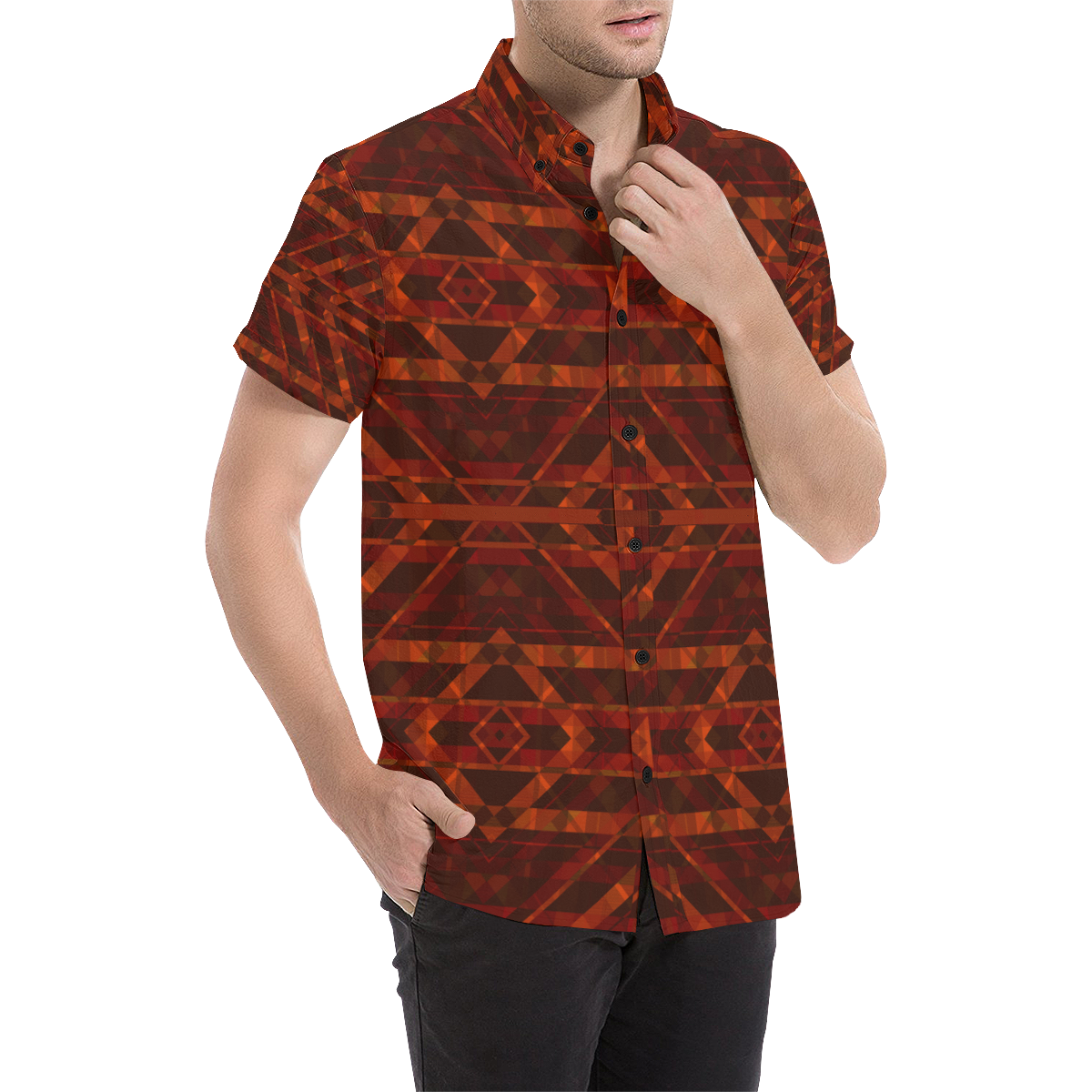 Sci Fi Horror Geometric design Men's All Over Print Short Sleeve Shirt/Large Size (Model T53)