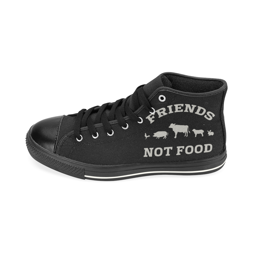 Friends Not Food (Go Vegan) High Top Canvas Women's Shoes/Large Size (Model 017)