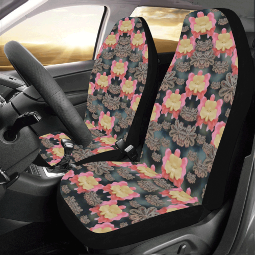 Heavy Metal meets power of the big flower Car Seat Covers (Set of 2)