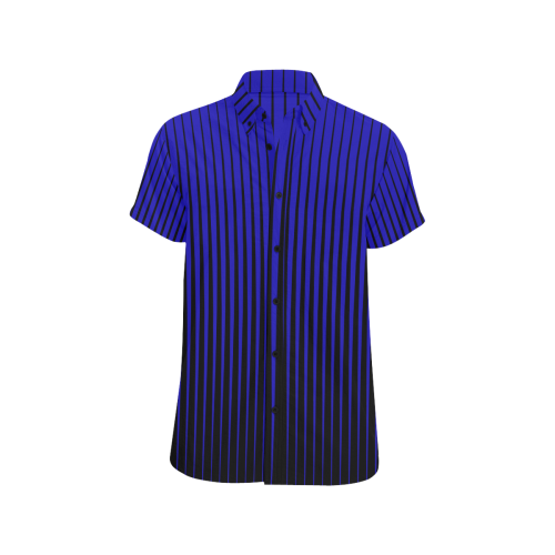Tapered Black Stripes on Blue Men's All Over Print Short Sleeve Shirt (Model T53)