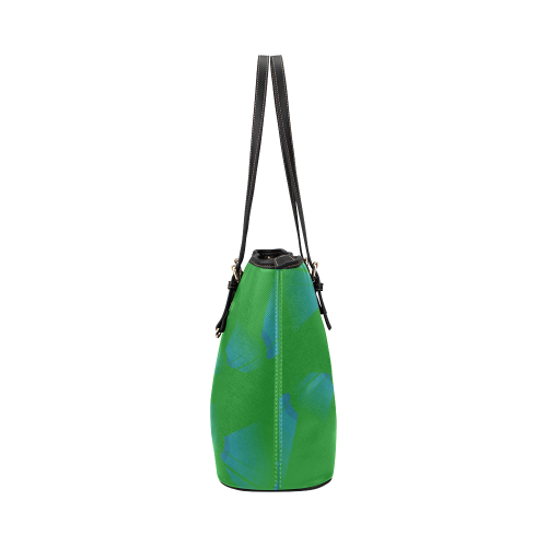 Blue on green grass Leather Tote Bag/Small (Model 1651)