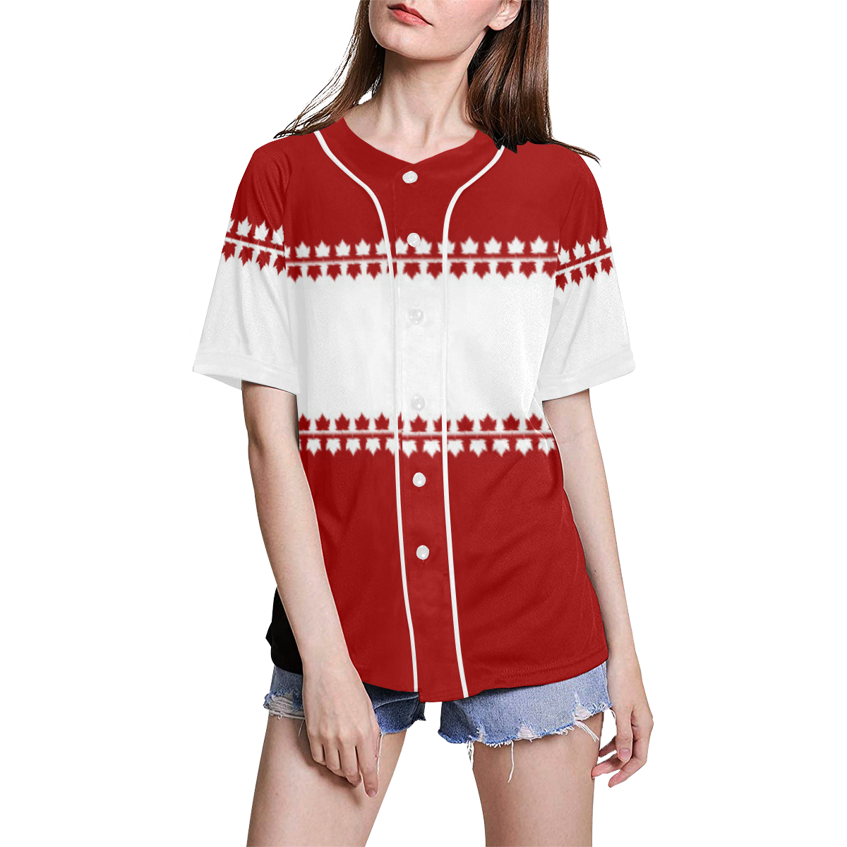 Classic Canada All Over Print Baseball Jersey for Women (Model T50)