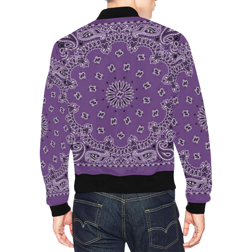 KERCHIEF PATTERN PURPLE All Over Print Bomber Jacket for Men/Large Size (Model H19)