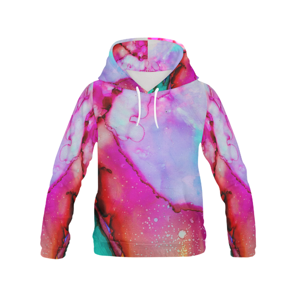 Red purple green ink All Over Print Hoodie for Women (USA Size) (Model H13)