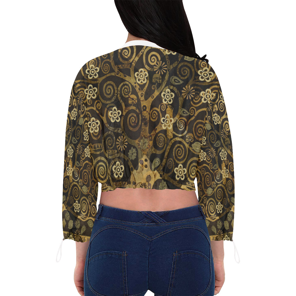 Klimt Tree Cropped Chiffon Jacket for Women (Model H30)