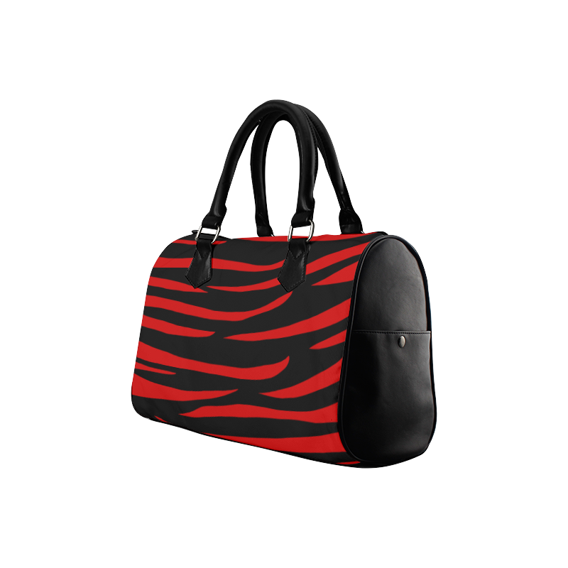 Tiger Stripes Black and Red Boston Handbag (Model 1621)