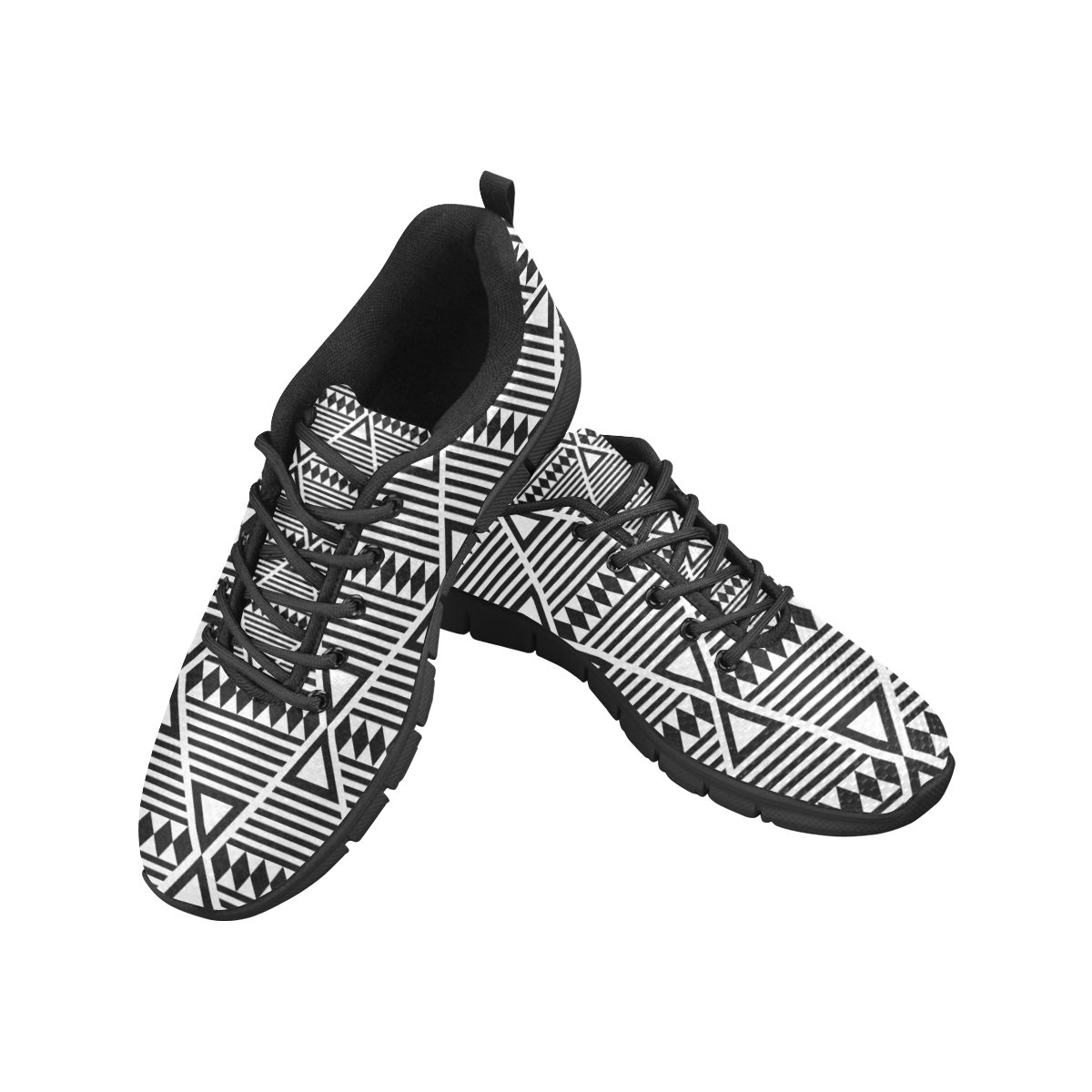 Black Aztec Tribal Women's Breathable Running Shoes/Large (Model 055)