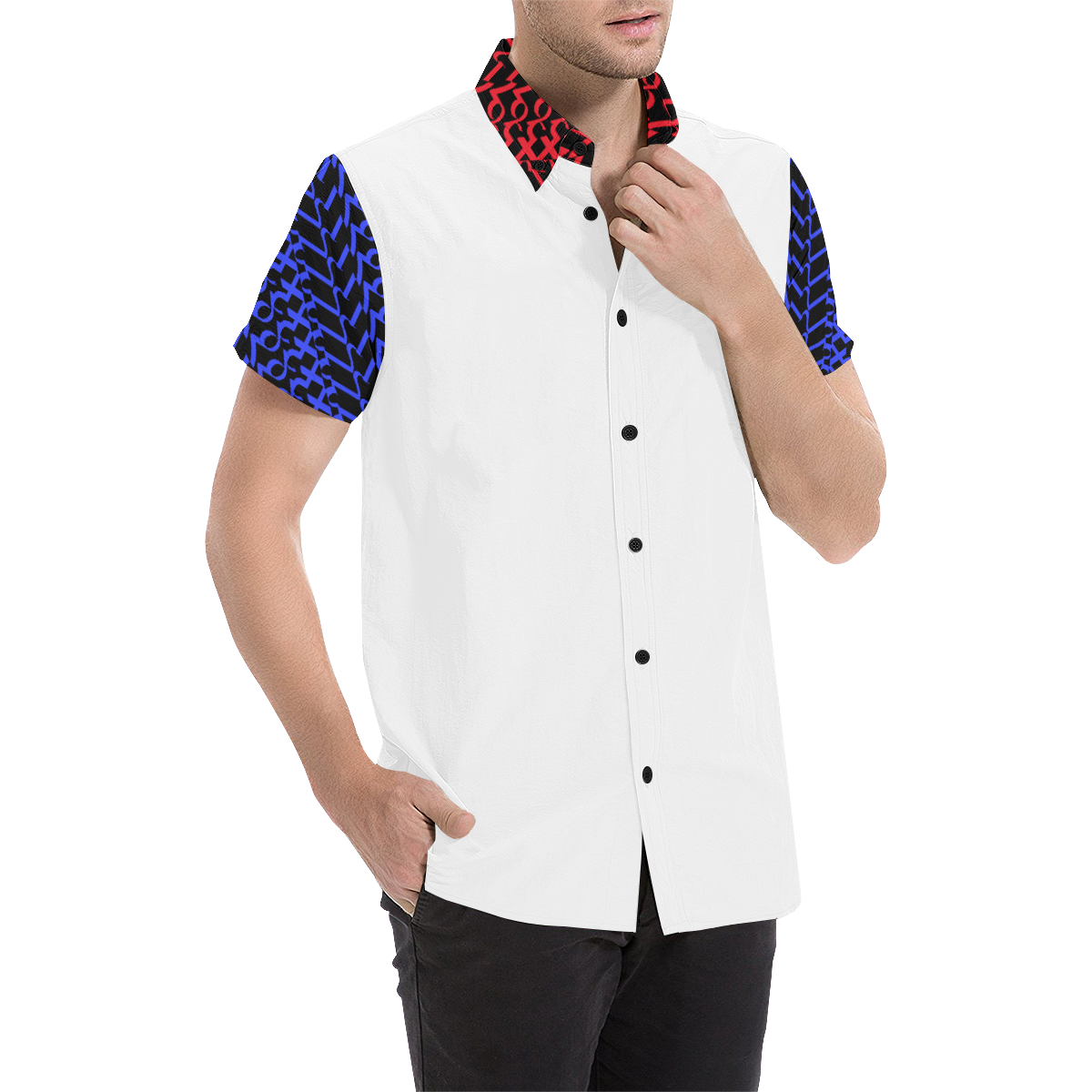 NUMBERS Collection 1234567 White "Reverse" Split Men's All Over Print Short Sleeve Shirt (Model T53)