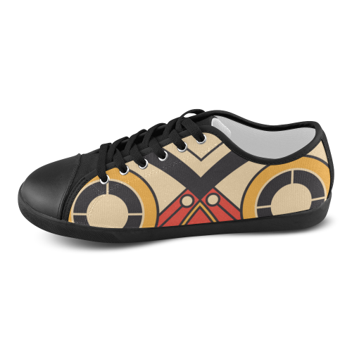 Geo Aztec Bull Tribal Canvas Shoes for Women/Large Size (Model 016)