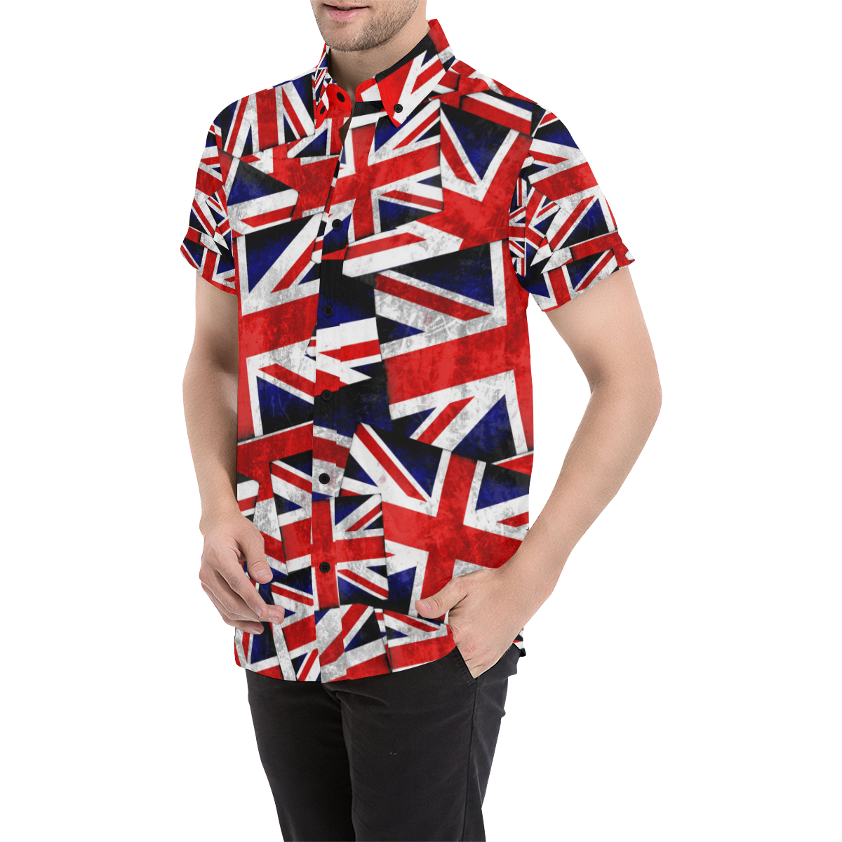 Union Jack British UK Flag Men's All Over Print Short Sleeve Shirt/Large Size (Model T53)
