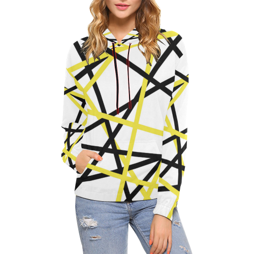 Black and yellow stripes All Over Print Hoodie for Women (USA Size) (Model H13)