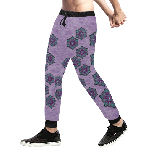 a gift with flowers stars and bubble wrap Men's All Over Print Sweatpants/Large Size (Model L11)