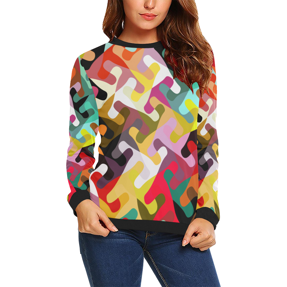 Colorful shapes All Over Print Crewneck Sweatshirt for Women (Model H18)