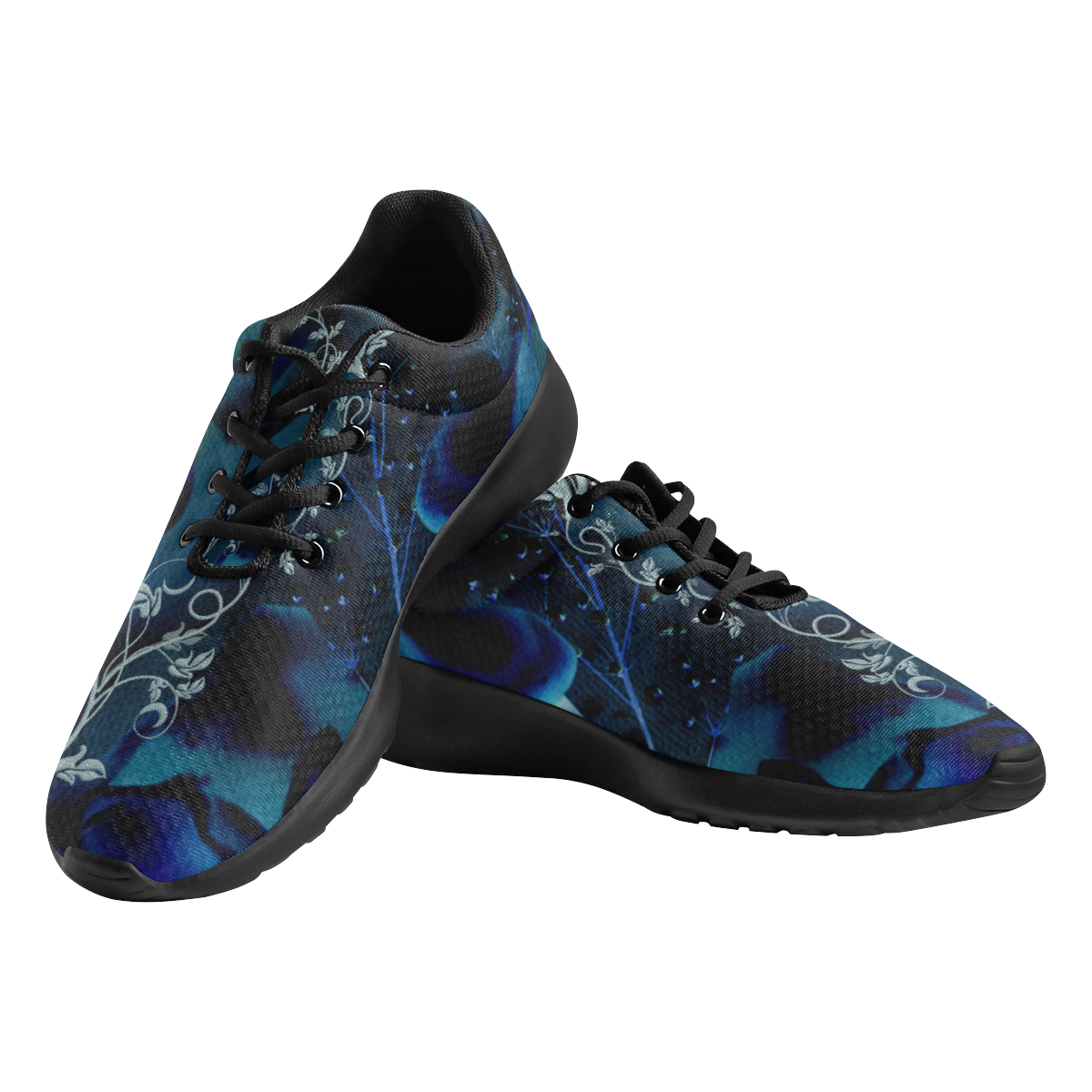 Floral design, blue colors Men's Athletic Shoes (Model 0200)