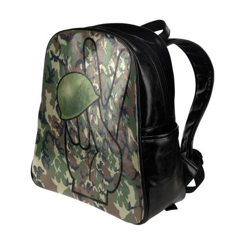 Woodland Forest Green Camouflage Multi-Pockets Backpack (Model 1636)