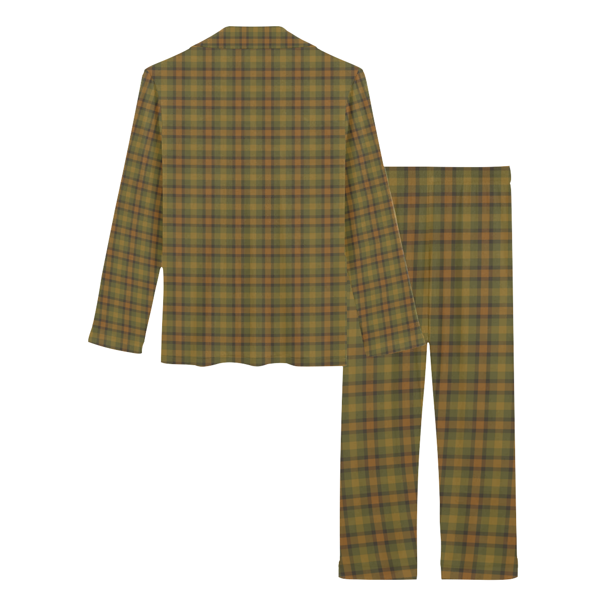 Gold Olive Plaid Women's Long Pajama Set
