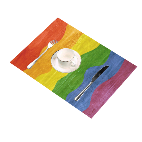 Gay Pride - Rainbow Flag Waves Stripes 3 Placemat 14’’ x 19’’ (Set of 2)