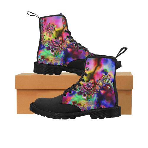 Simple Rainbow Plasma Martin Boots for Women (Black) (Model 1203H)