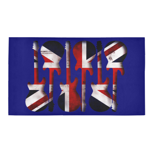 Union Jack British UK Flag Guitars on Blue Bath Rug 16''x 28''