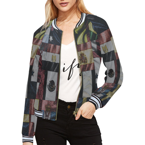 0a4k All Over Print Bomber Jacket for Women (Model H21)