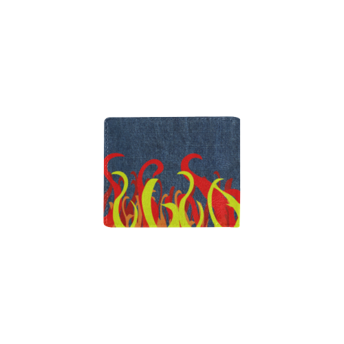 Fire and Flames With Denim-look Mini Bifold Wallet (Model 1674)