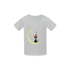 Halloween Cat Moon And Spider Grey Kid's  Classic T-shirt (Model T22)