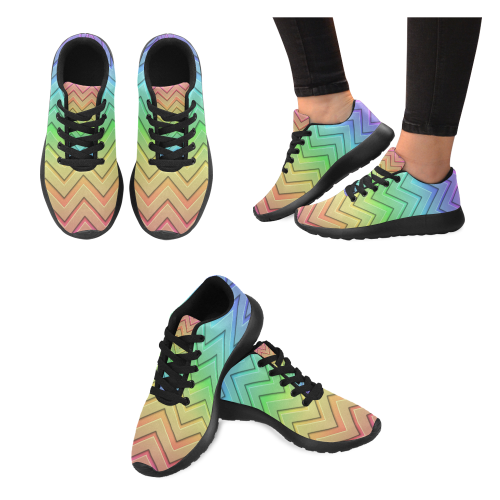 Rainbow Chevrons Women’s Running Shoes (Model 020)