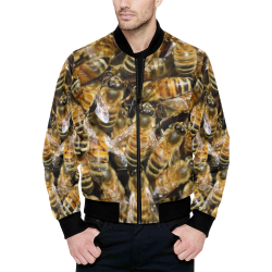 HONEY BEES All Over Print Quilted Bomber Jacket for Men (Model H33)