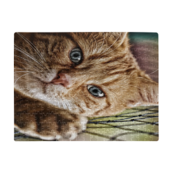 Orange Tabby And Fence A3 Size Jigsaw Puzzle (Set of 252 Pieces)