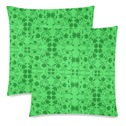 Green lilies Custom Zippered Pillow Cases 18"x 18" (Twin Sides) (Set of 2)