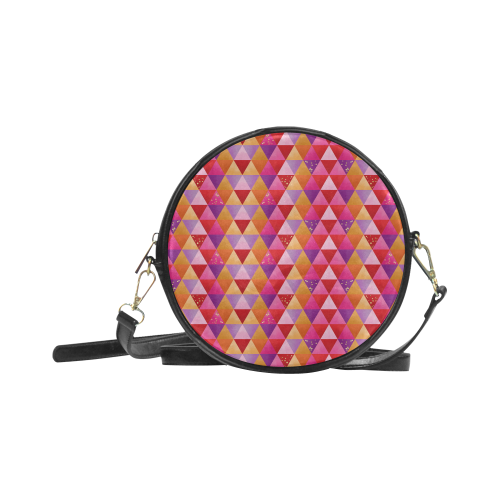 Triangle Pattern - Red Purple Pink Orange Yellow Round Sling Bag (Model 1647)