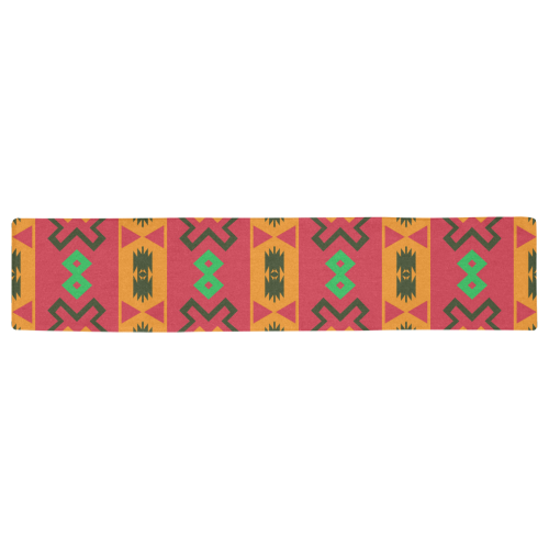 Tribal shapes in retro colors (2) Table Runner 16x72 inch