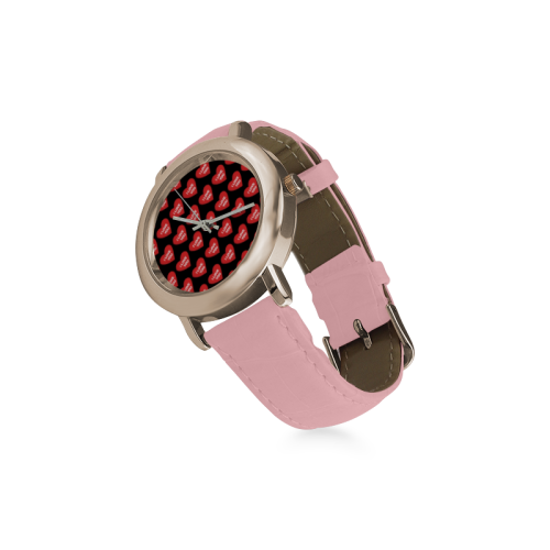 I love You - Valentines Women's Rose Gold Leather Strap Watch(Model 201)