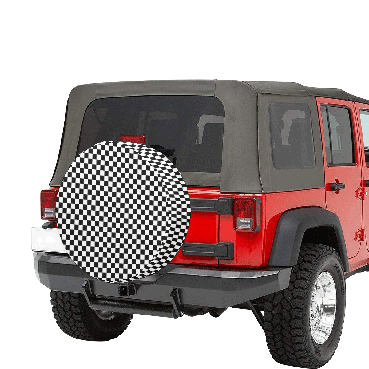 Checkerboard Black And White 30 Inch Spare Tire Cover