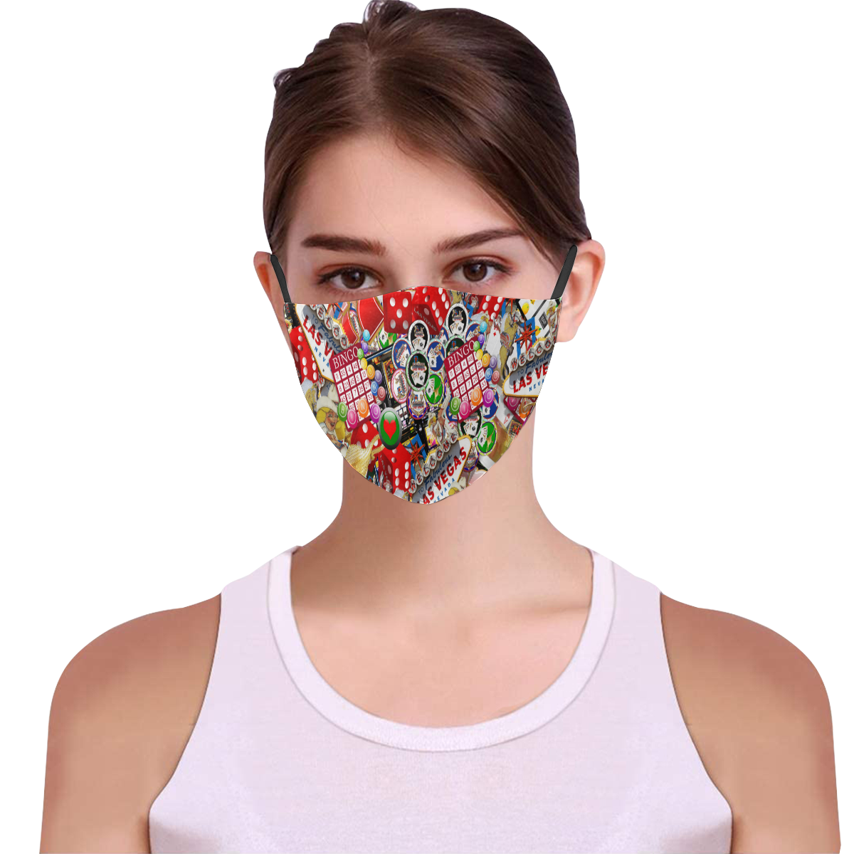 Gamblers Delight - Las Vegas Icons 3D Mouth Mask with Drawstring (Pack of 3) (Model M04)