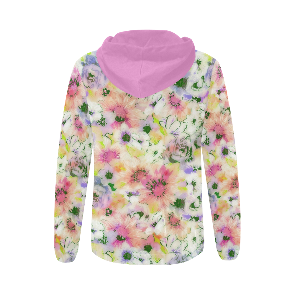 pretty spring floral All Over Print Full Zip Hoodie for Women (Model H14)
