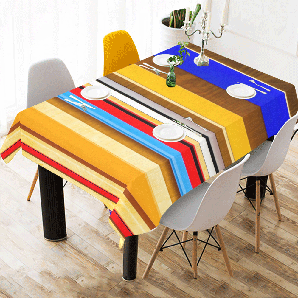 Colorful abstract pattern stripe art Cotton Linen Tablecloth 60"x 84"