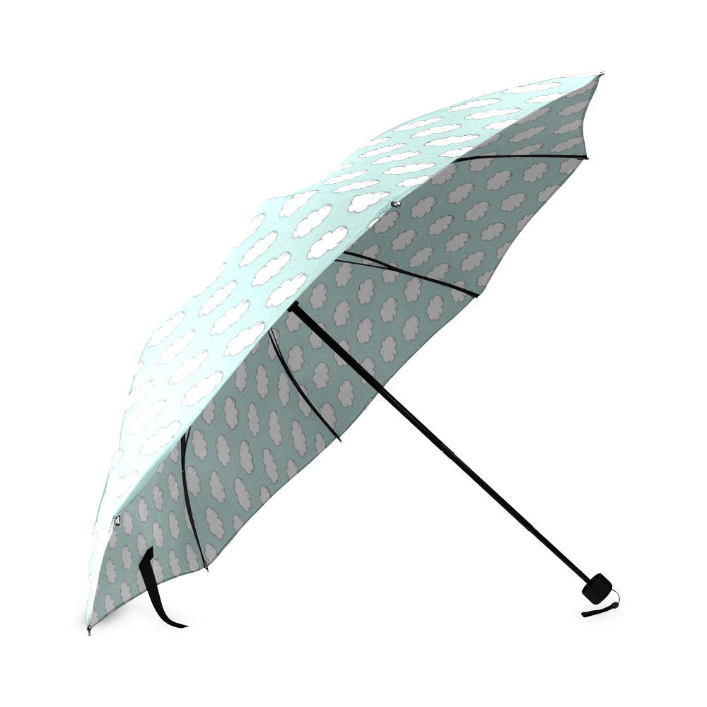 Clouds with Polka Dots on Bleached Coral Foldable Umbrella (Model U01)