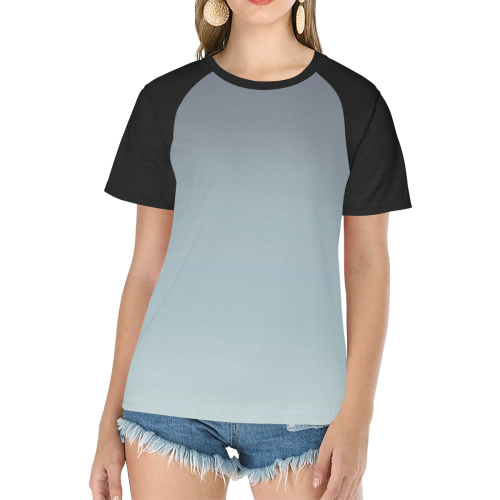 Gradual Dark Iron Casper Raven Women's Raglan T-Shirt/Front Printing (Model T62)